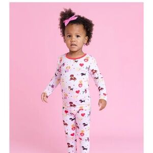 Macaron + Me Valentines Luv Pups Two Piece Long Sleeve Jammies Bamboo size 2T